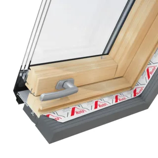 Dachfenster Roto R6, Holz, Schwingflügel, 54 x 78 cm, Innen Kiefer, außen Anthrazit, individuell konfigurieren