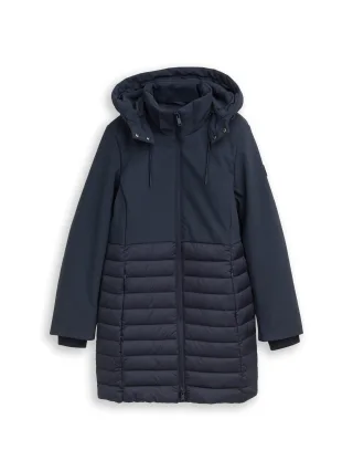 Tom Tailor - Softshell Hybrid Steppmantel mit Kapuze sky captain blue - Gr. - S