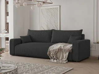 Sofa 3-Sitzer mit Schlaffunktion LUNA in Stoff Poso Schwarz