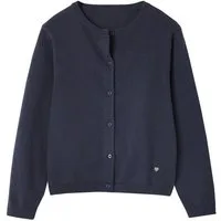 vertbaudet Strickjacke Mädchen Strickjacke BASICS Runder Ausschnitt, Knopfverschluss