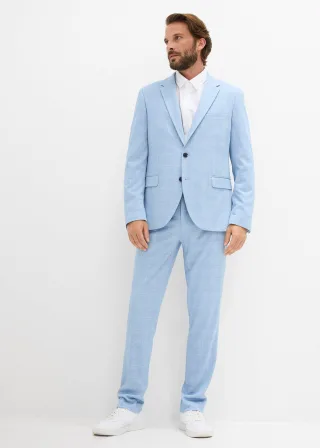 bonprix Anzug (2tlg. Set) aus Komfort-Stretch Material Modern Fit, blau, Gr.58, Modernes Sakko mit edlen blauen Knöpfen und stylischen Details & einer schmal zulaufenden Anzughose im Regular Fit