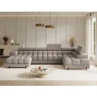 Lukas Möbel Wohnlandschaft Deisgner XXL-Sofa in U-Form Falco mit Schlaffunktion Bettkasten, mit Schlaffunktion, Bettkasten, verstellbaren Kopfsützen