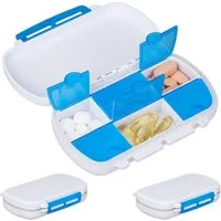 relaxdays Pillendose 6 x Tablettendose 6 Fächer