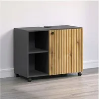 welltime Waschbeckenunterschrank Amrum BxHxT 80 x 64 x 42cm Waschbeckenunterschrank Eiche Rillenoptik