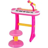 COSTWAY Spielzeug-Musikinstrument 31 Tasten Kinder Keyboard, mit Mikrofon & Hocker