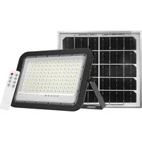 ENOVALITE LED Solarleuchte Solarstrahler PRO, LED-Fluter, 6 W PV, 800 lm, 6500K, IP65, LED fest integriert, Tageslichtweiß, kaltweiß, steuerbar mit Fernbedienung, Solarfluter mit Akku