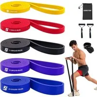 AIMAX Trainingsbänder Fitnessbänder Set 5 Widerstandsbänder mit Zubehör Krafttraining