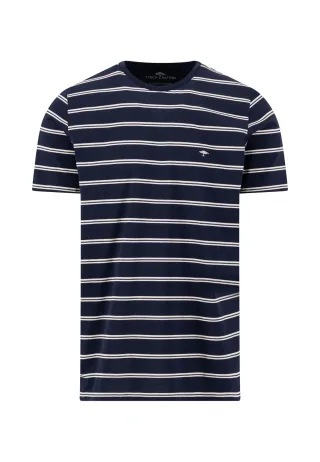FYNCH-HATTON - T-shirt, textured striped navy - Gr. - XL