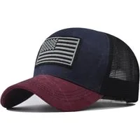 Sporty Trucker Cap U.S.A. Flag Fahne USA Basic Retro Amerika Trucker Mesh Baseballcap im vintage used Look
