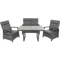 bellavista - Home&Garden® Gartenlounge-Set »Orlando« Gartenmöbel Set Alu Garnitur Outdoor Gruppe Essgruppe, (Set, 4-tlg., 1x 2-Sitzer Sofa, 2x Sessel, 1x Tisch, inkl. Auflagen), grau, Aluminium, für 4 Personen, wetterfest - Garten, Terrasse, Balkon
