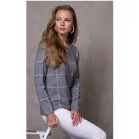 Passioni Strickpullover mit dezentem Karomuster