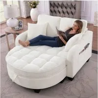 STILVORA Schlafsofa mit Aufbewahrungs-Hocker,Modulares Sofa Relaxsofa aus Chenille