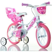 Dino Bikes Kinderfahrrad 16" Little Heart Kinderfahrrad Mädchen 4–7 Jahre Stützräder, 1 Gang, mit Stützrädern, Korb und Puppensitz