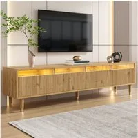 Merax Lowboard mit LED- Beleuchtung (1 St), TV-Schrank mit 4 Acryl-Schubladen, 178x35x45cm