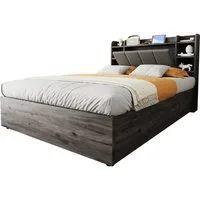 BlingBin Stauraumbett Holzbett Hydraulisches Bett, Kopfteil mit Stauraum (1er Set, 1-tlg., 140 x 200 cm Doppelbett, Jugendbett), Ausgestattet mit USB-Anschluss und Tape-C-Steckdose (ohne Matratze)
