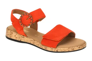 Gabor Damen Sandalette 62.734 - Orange Pumpkin Velour Rauhleder Keilabsatz