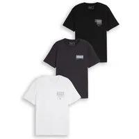 TOM TAILOR Denim Rundhalsshirt (Packung, 3-tlg) mit Logo Print