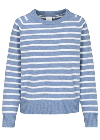 THE FASHION PEOPLE - Merino Pullover striped MOUNTAIN BLUE S - Gr. - XL