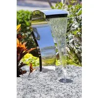 Köhko Gartenbrunnen "SCHWAN" aus Edelstahl 23005 Wasserspiel mit LED-Beleuchtung