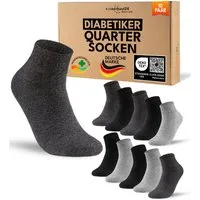 sockenkauf24 Diabetikersocken kurz ohne Gummibund & ohne Naht Quarter Diabetiker Socken Baumwolle (Set, 10-Paar) Diabetiker Socken mit Komfortbund ohne Gummi für Damen & Herren