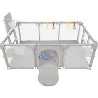JEOBEST Laufstall Baby Laufgitter - Große Sicherheitsspielplatz, 180x120x66cm - mit Basketball-Netz 50 Ozeanbälle und 4 bunten Ringen