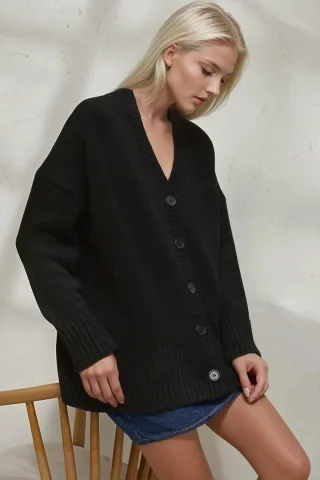 Dicker V-Ausschnitt Strickjacke