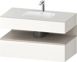 Duravit Qatego Einbauwaschtisch mit Konsolenwaschtischunterbau Weiß Supermatt 1000x550x600 mm - QA47 QA4786091840010