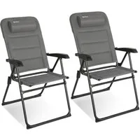 HOMECALL Campingstuhl Gartenstuhl Anglerstuhl Faltsessel Klappstuhl für Wohnwagen Outdoors (Textilene gepolstert mit Quick-Dry-Schaum, 2 St), 5 fach Verstellbarer Rückenlehne, Hochlehner, bis 150 kg