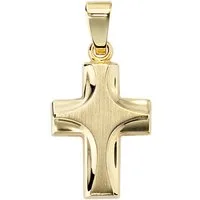 Schmuck Krone Kettenanhänger Anhänger Kreuz aus 585 Gelbgold, massiv, Gold 585