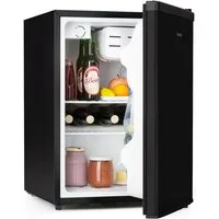 Klarstein Table Top Kühlschrank Cool Kid Mini-Kühlschrank 66L 4L Eisfach 41 dB 2 Gitter freistehend 10045776, 63 cm hoch, 44.5 cm breit, Bier-Kühler Hausbar Hotel Fridge mit Glastür LED & 4-Sterne