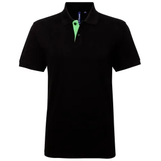 Asquith & Fox Herren Classic Fit Kontrast-Poloshirt (Schwarz/Limette)