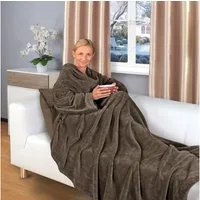 Wohndecke flauschige, tragbare Kuscheldecke mit Ärmeln ohne Fußtasche, Gräfenstayn, warme Ärmeldecke - TV Decke zum Anziehen - 200x150 cm