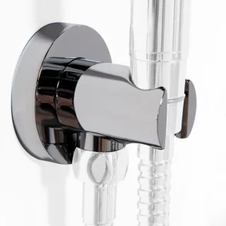 Steinberg Serie 100 Brause Wandhalter mit intgriertem Brauseanschlussbogen, chrom, 100.1667 1001667