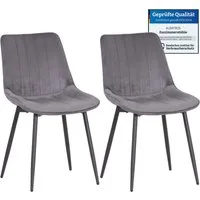 Albatros International Esszimmerstuhl Esszimmer Stühle 2 er Set BOSA, Stuhl Stühle Esszimmerstühle, Küche (2er Set, Grau, Samt Bezug), Küchenstuhl Küchenstühle Essstühle für den Esstisch Ess Stühle