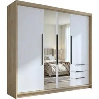 A&J MöbelLand GmbH Drehtürenschrank VIVO mit integrierten Schubladen (Geräumiger vier¬türiger Kleiderschrank mit Schubladen und Metallgriffen. Geräumiger Schrank mit einer Breite von 200 cm und Schubladen, ideal zur Aufbewahrung von Kleidung und Acce