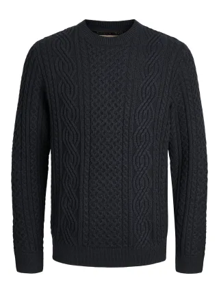 JACK&JONES - JPRBLUSEAN KNIT CABLE CREW NECK SN Dark Navy - Gr. - S