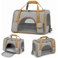 Fyrove Tiertransporttasche Haustiertasche 50 × 30 × 30 cm für Hunde & Katzen bis 40 kg, mit Mesh-Fenstern, weicher Einlage, Sicherheitsleine