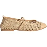 Desa Damen-Ballerinas – Obermaterial aus Textil und Lederfutter, Schnallen Ballettschuh