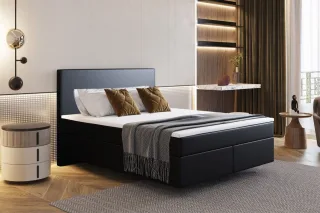 Boxspringbett Schlafzimmerbett ROCIO Nr.5 Delux 140x200cm in Kunstleder Schwarz