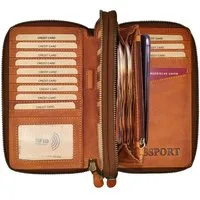 Benthill Geldbörse Echt Leder XXL RFID Große Reisebrieftasche Portemonnaie Brieftasche, RFID-Schutz Münzfach Kartenfächer Handy-Fach Reißverschlussfach