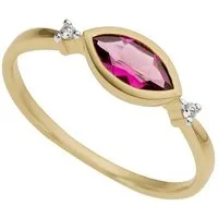 Firetti Goldring Schmuck Geschenk Gold 333 Damenring Goldring Edelstein Farbstein, mit Rhodolith - mit Brillanten