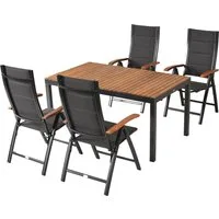 MERXX Garten-Essgruppe Paxos, (Set, 5-tlg), inkl. 4 Klappsessel, 1 Tisch