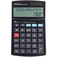 MAUL Taschenrechner mit kaufmännischen Funktionen, 12-stelliges Display mit 2 Zeilen, Steuerberechnung, Gewinnspannenberechnung, inkl. Gerätebeatterie