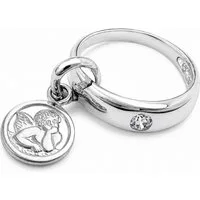 unbespielt Kettenanhänger Taufring Anhänger Silber 925 Engel Zirkonia Taufgeschenk 12 x 3mm, Silberschmuck für Kinder