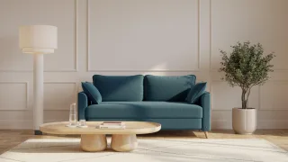BRUNO Schlafsofa 160cm in Petrol Türkis | Flow | stabiles Massivholz & Boxspringkomfort