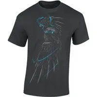 Baddery Print-Shirt Wikinger Tshirt: "Blauer Rabe" - Viking Shirt Männer, hochwertiger Siebdruck, auch Übergrößen, aus Baumwolle