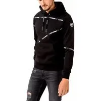 PHILIPP PLEIN Hoodie Herren Kapuzen Swetashirt mit Logo Streifen Kapuze mit Kordelzug, gummiertes patch, Kängurutasche, Logo Streifen