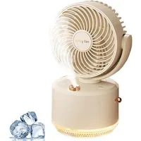 MOPUEA Tischventilator Tischventilator mit Luftbefeuchter USB, 3 Geschwindigkeiten 7-Farb-LED, Leiser 2-in-1 Luftkühler & LED-Licht, 90°+140° schwenkbar