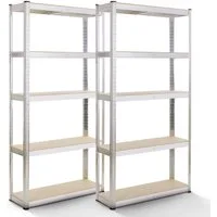 Arebos Schwerlastregal 180x90x40 cm, 5 Böden, 875 kg Traglast, Steckregal, Lagerregal, Set 2-tlg., Flexibel einsetzbar: für Werkstatt, Garage, Keller oder Lager