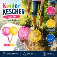 Koopman Kescher Strandspielzeug 19x35 cm KLEIN 2 er Set (Set, 2-St., Packung), 2er Set, Teleskopstiel, Pink + Gelb, ausziehbar, Kinder